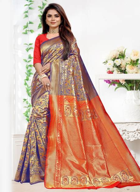 1001 Santraj New Exclusive Wear Designer Banarsi Silk Saree Collection 1001 Santraj-Navy